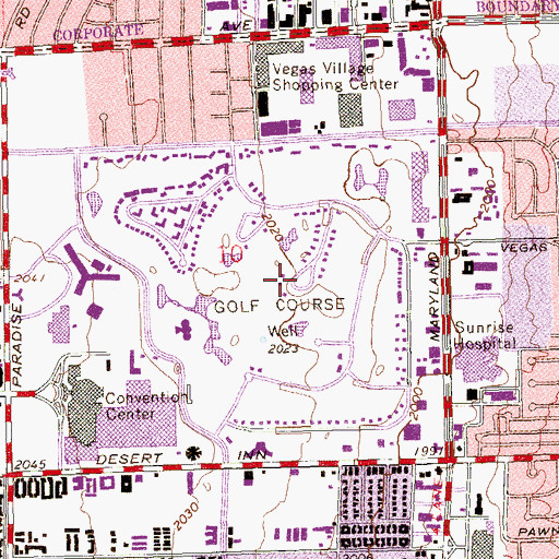Topographic Map of Las Vegas Country Club, NV