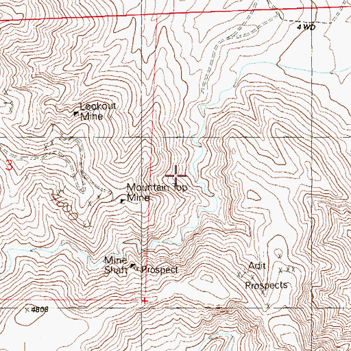 Topographic Map of Lookout Peak, NV