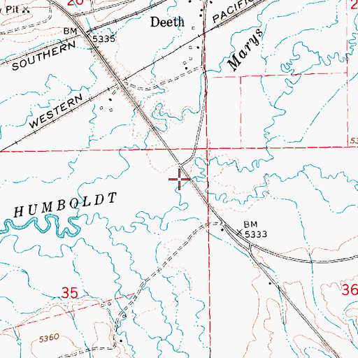 Topographic Map of East Channel Marys River, NV