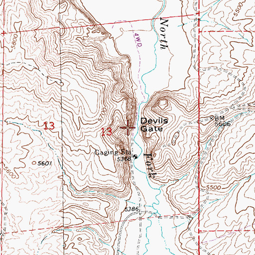 Topographic Map of Devils Gate Dam Site, NV