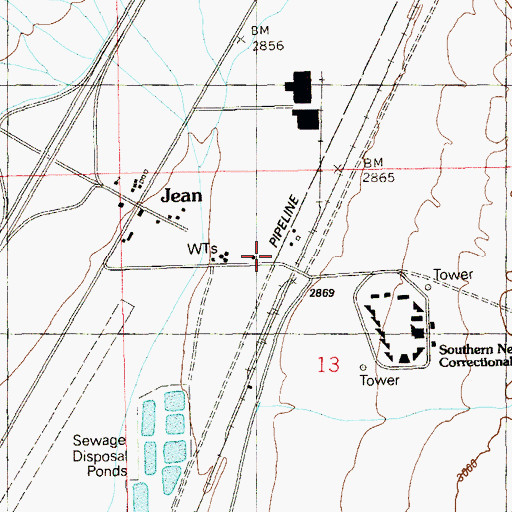 Topographic Map of Jean Station, NV