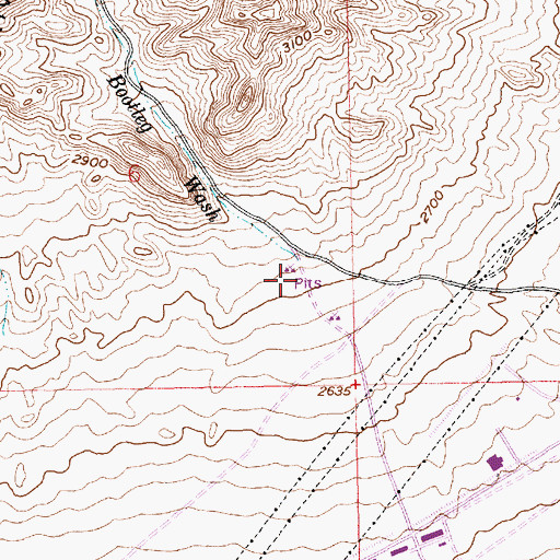 Topographic Map of Bootleg Wash, NV