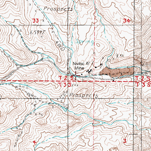 Topographic Map of Nivloc, NV