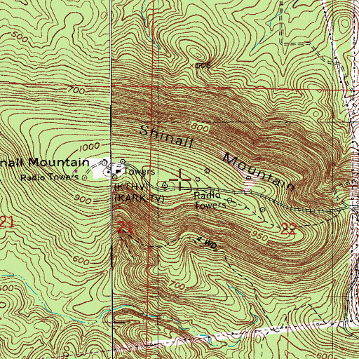 Topographic Map of KAKI-FM (Benton), AR