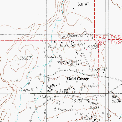 Topographic Map of Pictured Rocks, NV