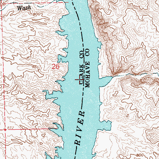 Topographic Map of Lower Black Canyon, NV