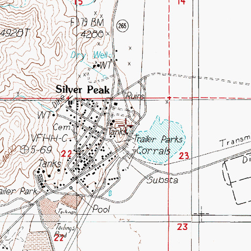 Topographic Map of Silver Peak Quartz Mill (historical), NV