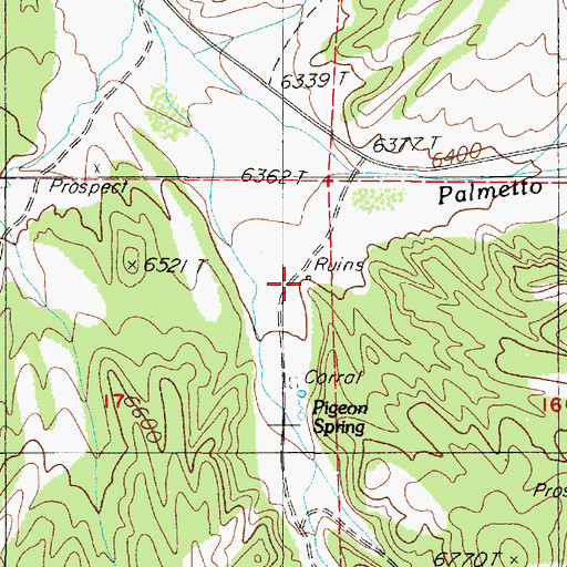 Topographic Map of Pigeon Stamp Mill, NV