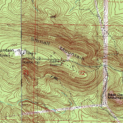 Topographic Map of KMJX-FM (Conway), AR