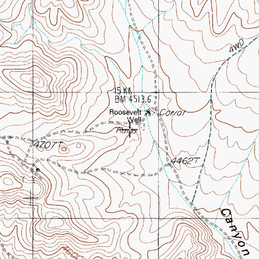 Topographic Map of Roosevelt (historical), NV