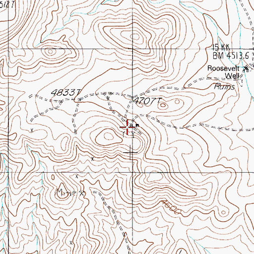Topographic Map of Roosevelt Mine, NV