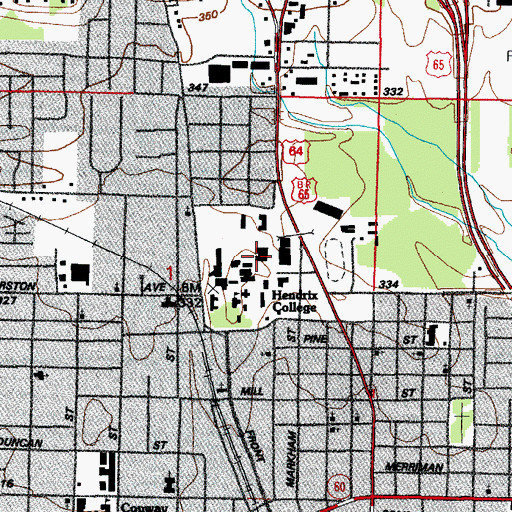 Topographic Map of KHDX-FM (Conway), AR