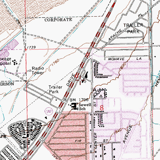 Topographic Map of Lake Mead Shopping Center, NV