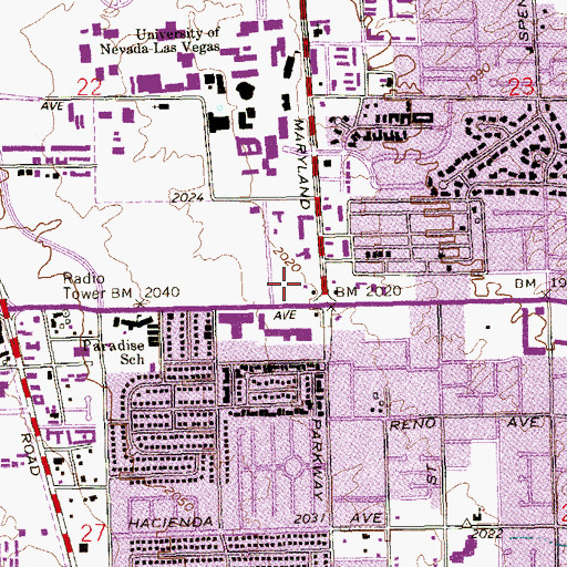 Topographic Map of College Town Shopping Center, NV