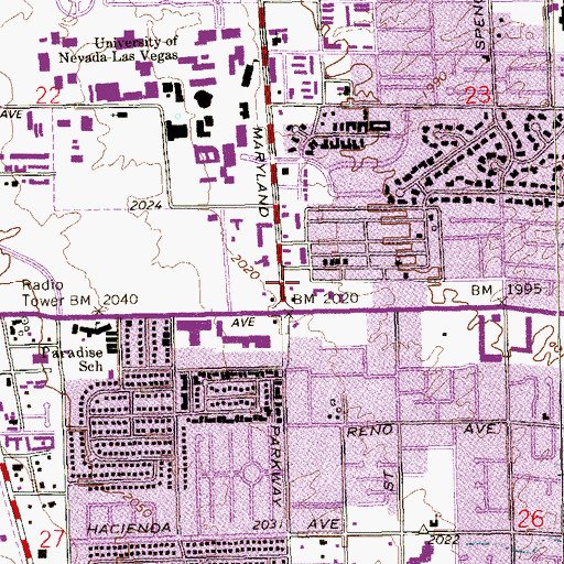 Topographic Map of Camelot Shopping Center, NV