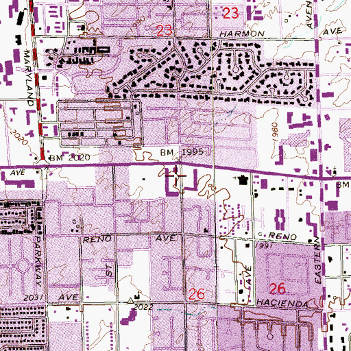 Topographic Map of Tropicana Spencer Square, NV