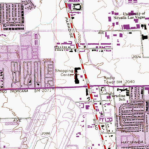 Topographic Map of Tropicana Shopping Center, NV