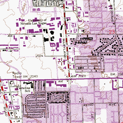 Topographic Map of College Town Number Two Shopping Center, NV
