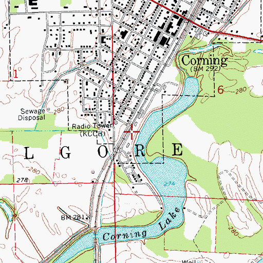 Topographic Map of KBKG-FM (Corning), AR