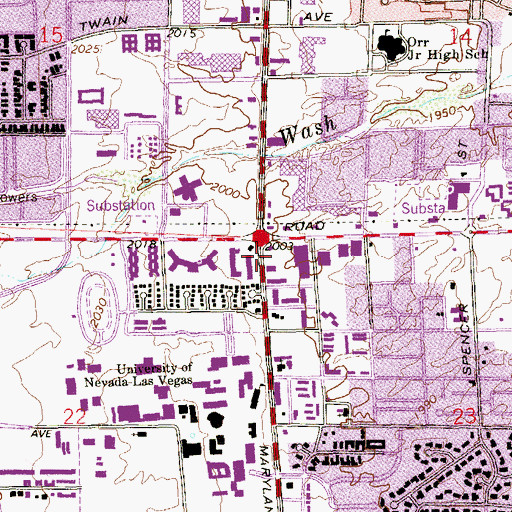 Topographic Map of Mission Center, NV