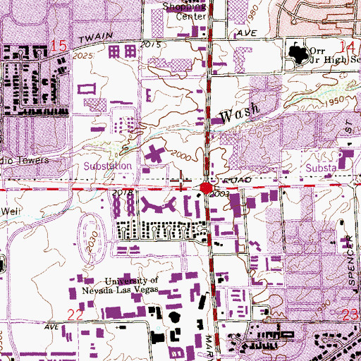 Topographic Map of Maryland Crossing Shopping Center, NV