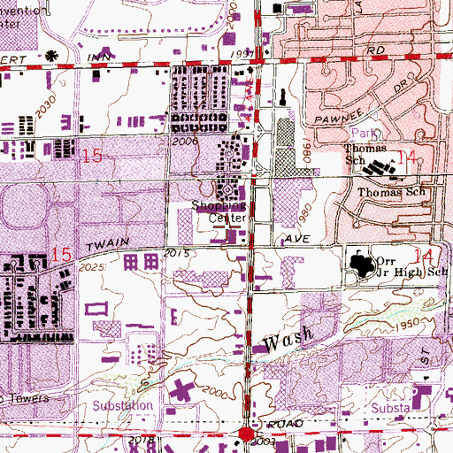 Topographic Map of Boulevard Mall, NV