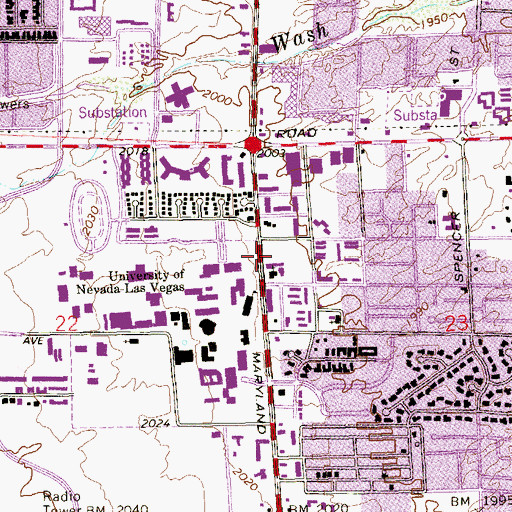 Topographic Map of Runnin Rebel Plaza, NV