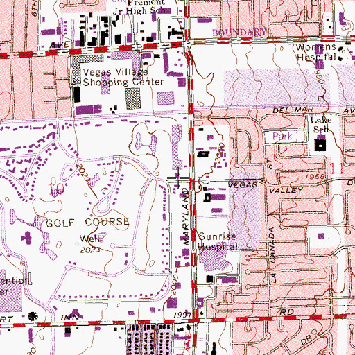 Topographic Map of Plaza De Vegas, NV