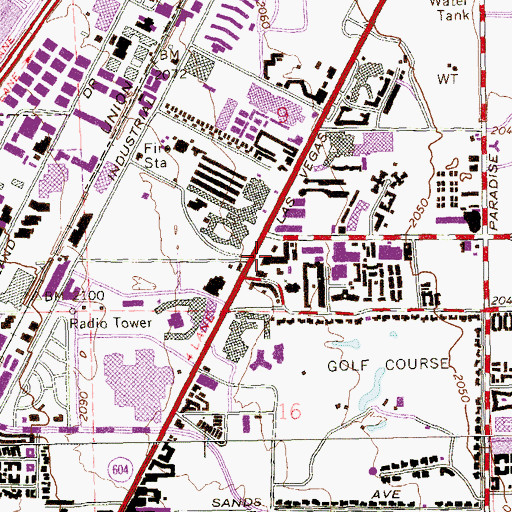 Topographic Map of Las Vegas Plaza Shopping Center, NV