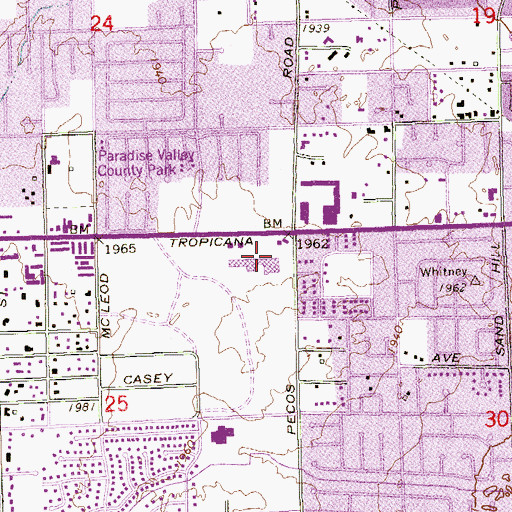 Topographic Map of Tropicana Plaza, NV