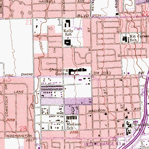 Topographic Map of Golden West Shopping Center, NV