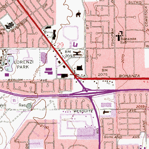 Topographic Map of Rancho Center, NV