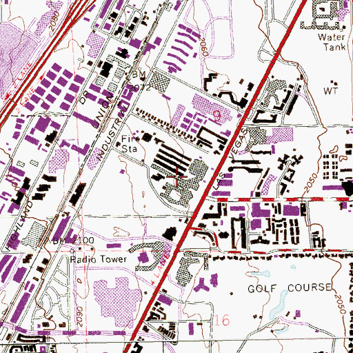 Topographic Map of Las Vegas Plaza, NV