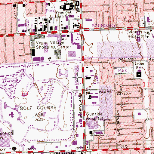Topographic Map of Sunrise City Shopping Center, NV