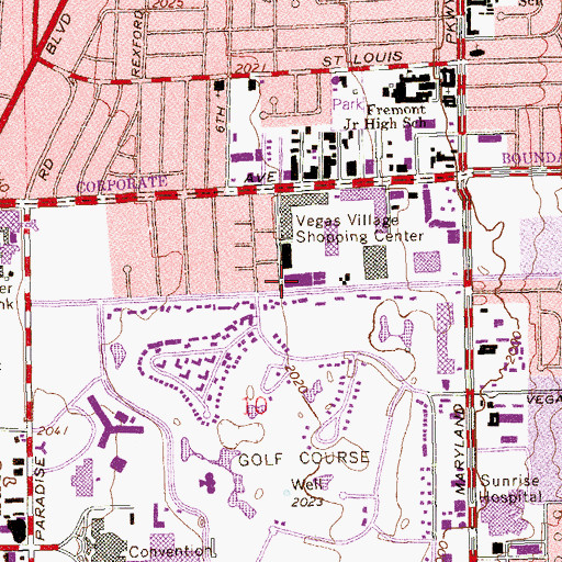Topographic Map of Village Square Commercial Center, NV