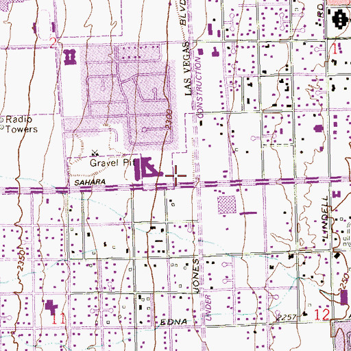 Topographic Map of Fountains Shopping Center, NV