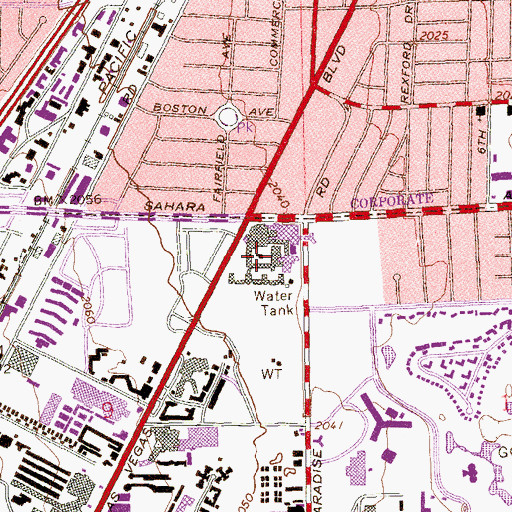 Topographic Map of Sahara Shopping Center, NV