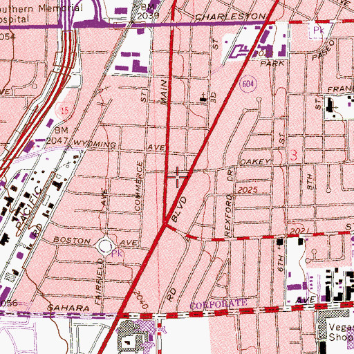 Topographic Map of Brooks Shopping Center, NV