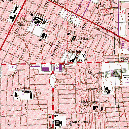 Topographic Map of Charleston Center, NV