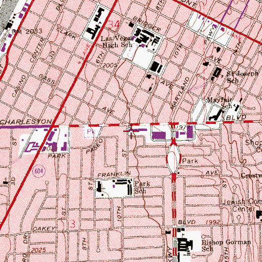 Topographic Map of Charleston Bazar Shopping Center, NV