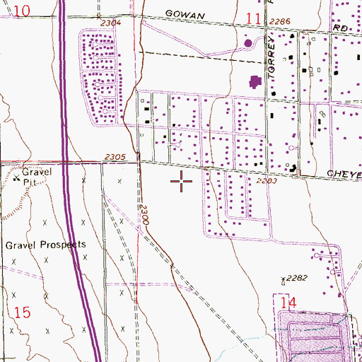 Topographic Map of Cheyenne Village Shopping Center, NV