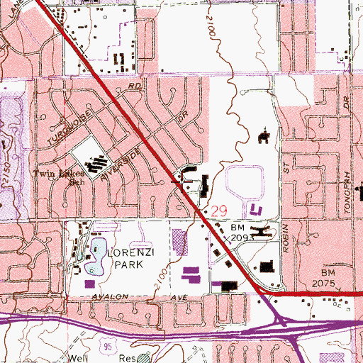 Topographic Map of Twin Lakes Shopping Center, NV