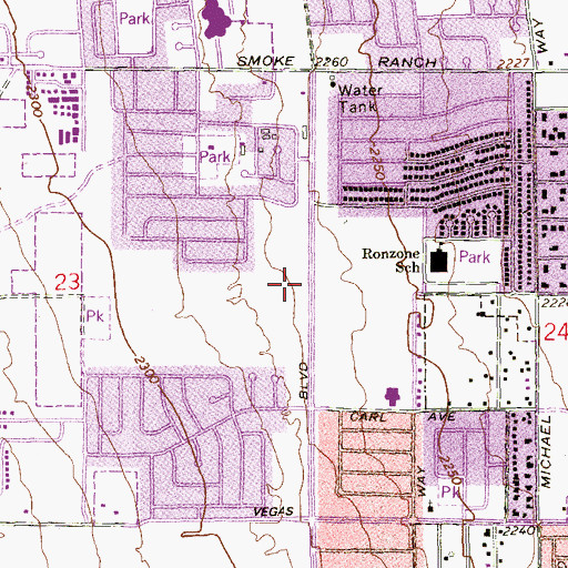 Topographic Map of Shadow Hills Shopping Center, NV