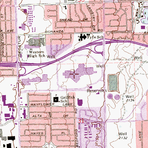 Topographic Map of The Meadows Shopping Center, NV