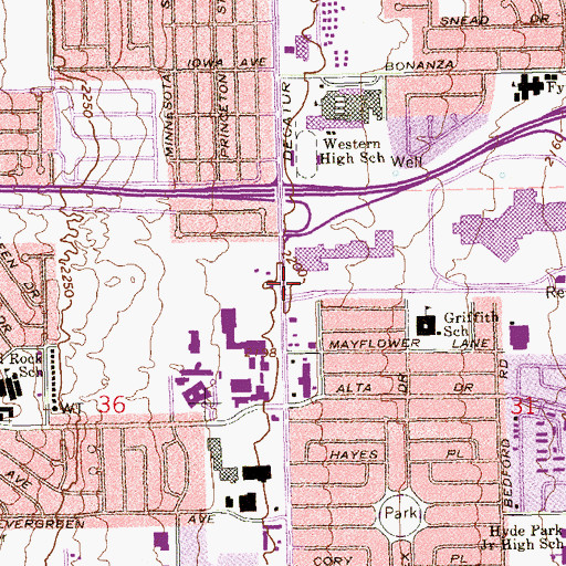 Topographic Map of Loma Vista Shopping Center, NV