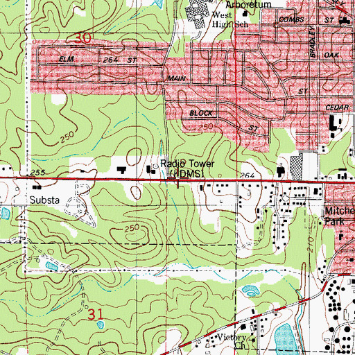 Topographic Map of KLBQ-FM (El Dorado), AR