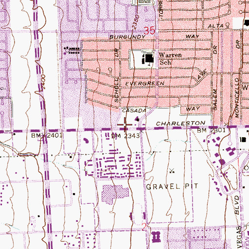 Topographic Map of Torrey Pines Shopping Center, NV