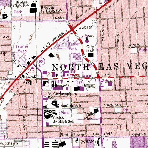 Topographic Map of College Park Shopping Center, NV