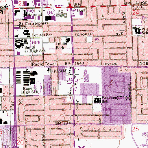 Topographic Map of Wonderland East Shopping Center, NV