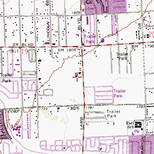 Topographic Map of Purple Sage Plaza, NV